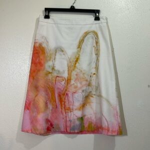Anthropologie Claire Desjardins A-line skirt with watercolor pattern. Size 4